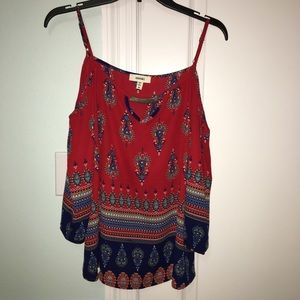 Meraki Blue, red, and white blouse size M